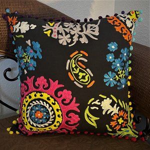 JOURNEY TO INDIA BOHO ENBROIDERED THROW PILLOW